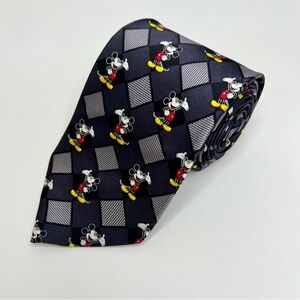 Mickey Unlimited Classic Mickey Mouse Silk Necktie Black Diamonds Tie Office